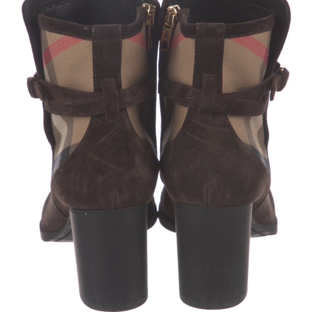 Burberry Dark Brown Suede Heeled Boots - Picture 3 of 5